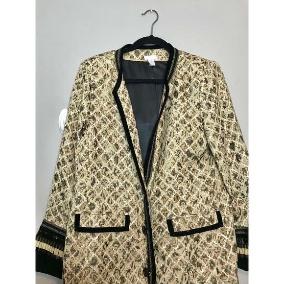 chico's tapestry jacquard beaded long length sleeve jacket - Picture 4 of 7